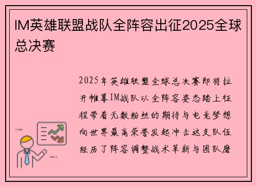 IM英雄联盟战队全阵容出征2025全球总决赛